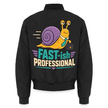 Fast-ish Professional – Lustige Business-Schnecke - Unisex Bomberjacke - Schwarz - Hinten - AI Model Male 185 light (185cm)