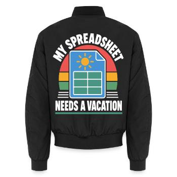 Tabellenkalkulation braucht Urlaub - Unisex Bomberjacke - Schwarz - Hinten - AI Model Male 185 light (185cm)
