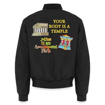 Temple Body Vergnügungspark - Unisex Bomberjacke - Schwarz - Hinten - AI Model Male 185 light (185cm)