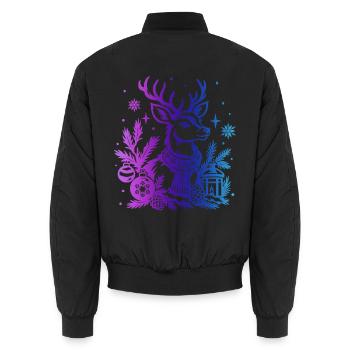 Winterhirsche mit Farbverlauf und Ornamenten - Unisex Bomberjacke - Schwarz - Hinten - AI Model Male 185 light (185cm)