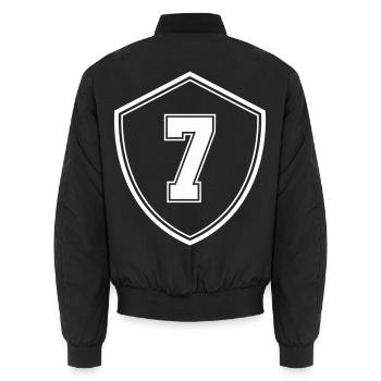 Sieben Schild Symbol - Unisex Bomberjacke - Schwarz - Hinten - AI Model Male 185 light (185cm)