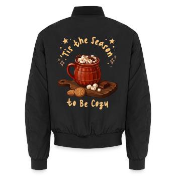 Tis The Season To Be Cozy Heiße Schokolade - Unisex Bomberjacke - Schwarz - Hinten - AI Model Male 185 light (185cm)