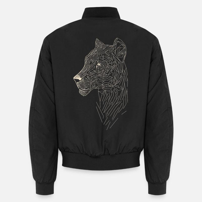 Leopard Line Art - Geometric Style - Unisex Bomber Jacket - black
