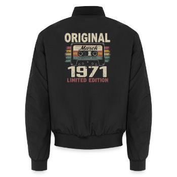 Mars 1971 Vintage mars 1971 - Bomber unisexe - noir - Dos - AI Model Male 185 light (185cm)