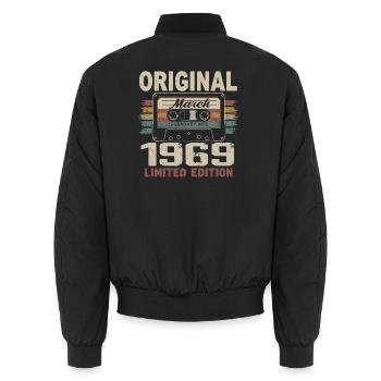 Mars 1969 Vintage mars 1969 - Bomber unisexe - noir - Dos - AI Model Male 185 light (185cm)