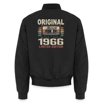 Mars 1966 Vintage mars 1966 - Bomber unisexe - noir - Dos - AI Model Male 185 light (185cm)