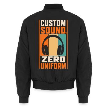Musik – Custom Sound Zero Uniform - Unisex Bomberjacke - Schwarz - Hinten - AI Model Male 185 light (185cm)