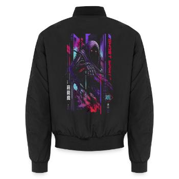 Geister-Neon-Cyberpunk – Halloween - Unisex Bomberjacke - Schwarz - Hinten - AI Model Male 185 light (185cm)