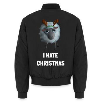 I hate Christmas Schaf - Weihnachtsmuffel Geweih - Unisex Bomberjacke - Schwarz - Hinten - AI Model Male 185 light (185cm)