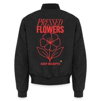 Blumen pressen – Pressed Flowers Keep Receipts - Unisex Bomberjacke - Schwarz - Hinten - AI Model Male 185 light (185cm)