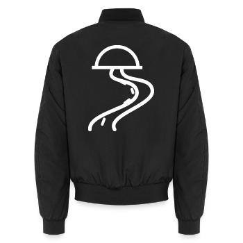 Abstrakte Bogen-Laternen-Linienkunst - Unisex Bomberjacke - Schwarz - Hinten - AI Model Male 185 light (185cm)
