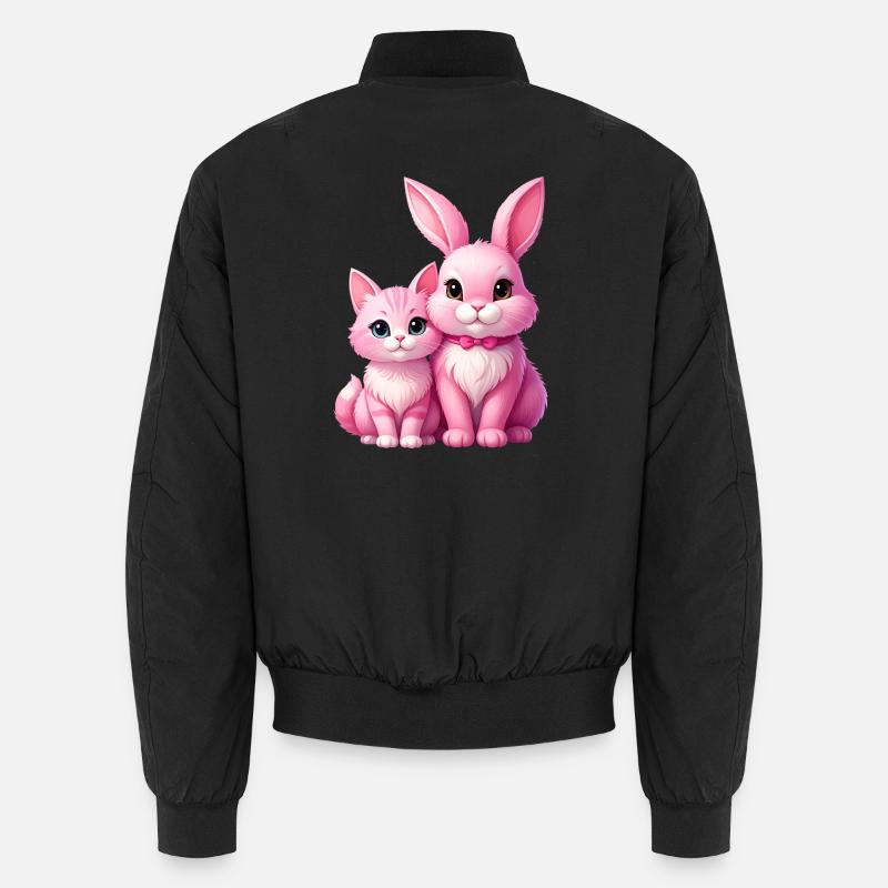 Le lapin rose et le chat comme peluches Bomber unisexe