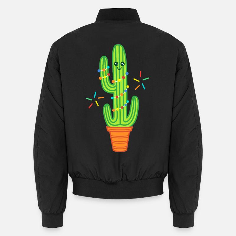 Süßer Comic Kaktus grün - Unisex Bomberjacke - Schwarz