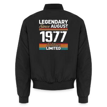 Legendär seit August 1977 Vintage Retro - Unisex Bomberjacke - Schwarz - Hinten - AI Model Male 185 light (185cm)
