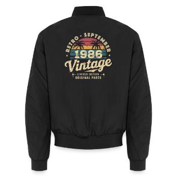 Vintage Septembre 1986 Édition Limitée Septembre - Bomber unisexe - noir - Dos - AI Model Male 185 light (185cm)