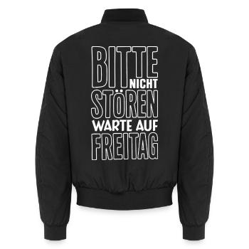 Bitte nicht stören ich warte auf Freitag Spruch - Unisex Bomberjacke - Schwarz - Hinten - AI Model Male 185 light (185cm)