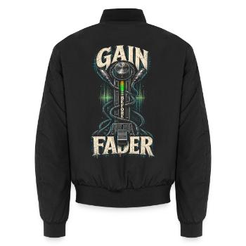 Tontechniker Audiotechnik Gain Before Fader - Unisex Bomberjacke - Schwarz - Hinten - AI Model Male 185 light (185cm)