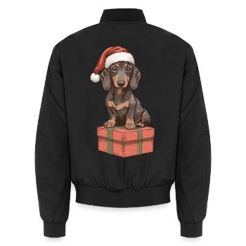 Christmas Dachshund Gift - Unisex Bomberjacke - Schwarz - Hinten - AI Model Male 185 light (185cm)