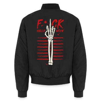 Fuck Halloween - Unisex Bomberjacke - Schwarz - Hinten - AI Model Male 185 light (185cm)