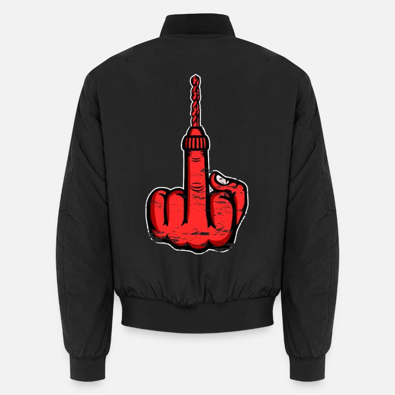 Middle Finger Stingerfinger Drill Design Red - Unisex Bomber Jacket - black
