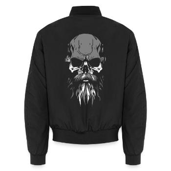 Vikinger Totenkopf mit Bart - Unisex Bomberjacke - Schwarz - Hinten - AI Model Male 185 light (185cm)