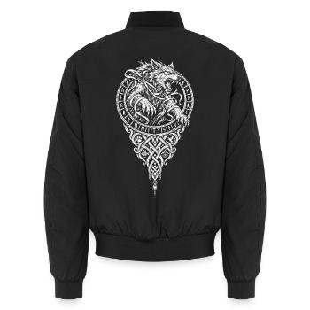 Der gebundene Wolf – Fessel aus sechs Dingen - Unisex Bomberjacke - Schwarz - Hinten - AI Model Male 185 light (185cm)