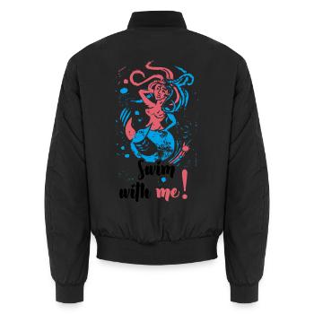 Meerjungfrau im Farbpaar  - Unisex Bomberjacke - Schwarz - Hinten - AI Model Male 185 light (185cm)