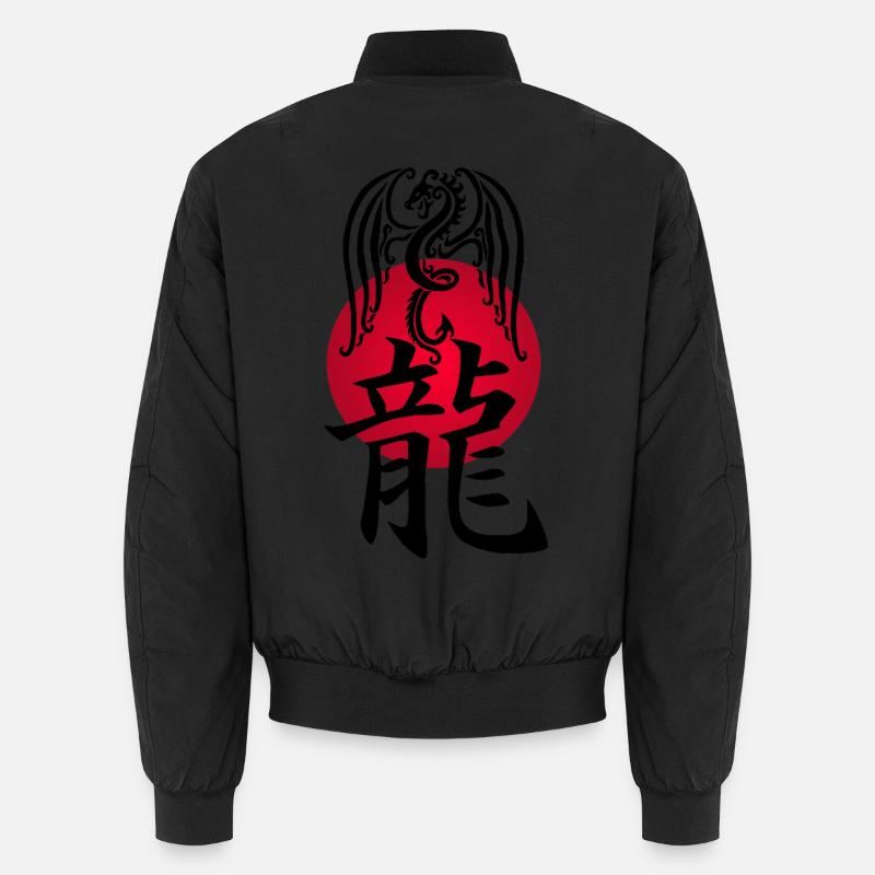 Schwarzer Drache von Japan Unisex Bomberjacke