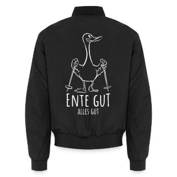 Ente gut alles gut | Stockente Nordic Walking - Unisex Bomberjacke - Schwarz - Hinten - AI Model Male 185 light (185cm)
