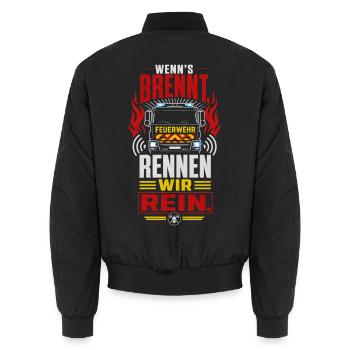 Feuerwehr  - Unisex Bomberjacke - Schwarz - Hinten - AI Model Male 185 light (185cm)