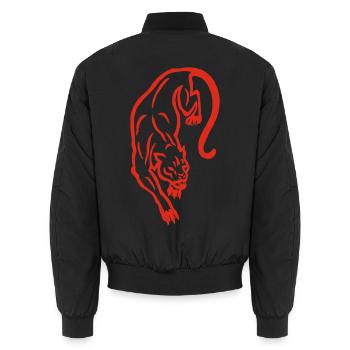 Red panther silhouette - Unisex Bomber Jacket - black - Back - AI Model Male 185 light (185cm)