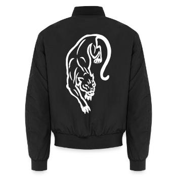 Weiße Panther-Silhouette - Unisex Bomberjacke - Schwarz - Hinten - AI Model Male 185 light (185cm)