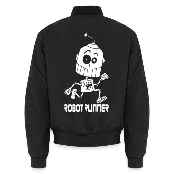 White Robot Runner - Unisex Bomber Jacket - black - Back - AI Model Male 185 light (185cm)