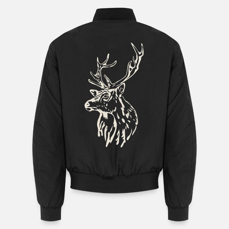 Deer Head [White] Unisex Bomber Jacket