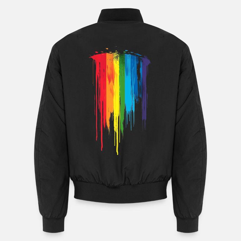 Subtle and Cool Dripping Pride Flag Rainbow Design Unisex Bomber Jacket