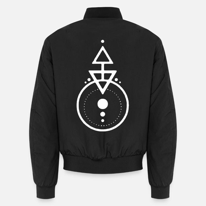 White geometric design - Unisex Bomber Jacket - black
