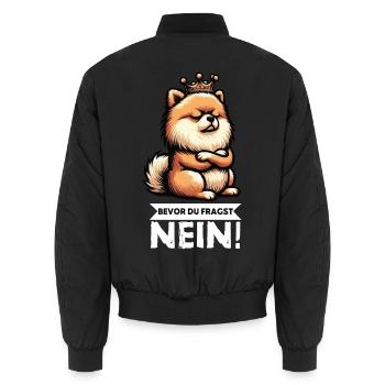 Bevor Du Fragst Nein Zwergspitz Zwergspitze Spitz  - Unisex Bomberjacke - Schwarz - Hinten - AI Model Male 185 light (185cm)