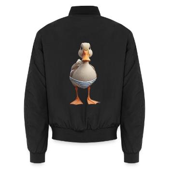 Canard nageur rayé - Bomber unisexe - noir - Dos - AI Model Male 185 light (185cm)