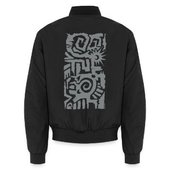 Abstrakte Sonnen-Spiral-Geometrie - Unisex Bomberjacke - Schwarz - Hinten - AI Model Male 185 light (185cm)