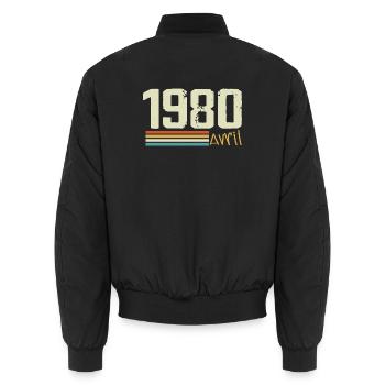 Né en avril 1980 - Bomber unisexe - noir - Dos - AI Model Male 185 light (185cm)