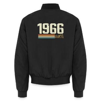 Né en avril 1966 - Bomber unisexe - noir - Dos - AI Model Male 185 light (185cm)