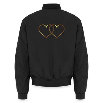 Zwei Herzen, zwei Herzen, Herz, Liebe, heiraten* - Unisex Bomberjacke - Schwarz - Hinten - AI Model Male 185 light (185cm)
