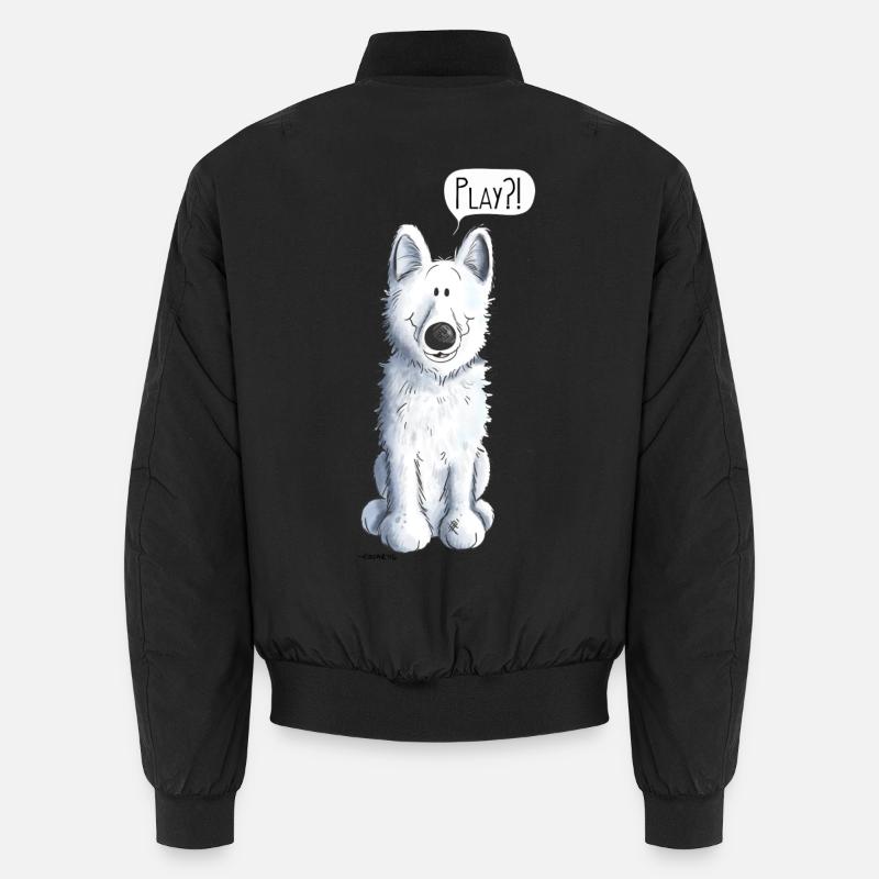 Playing White Shepherd - Chien - Chiens Bomber unisexe