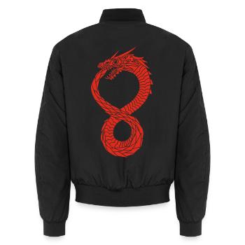 Roter unendlicher Drache - Unisex Bomberjacke - Schwarz - Hinten - AI Model Male 185 light (185cm)