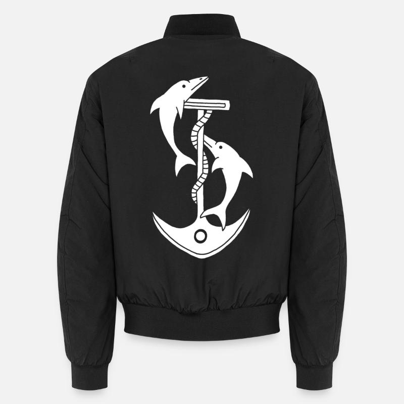 Ancre et dauphins (blanc) Bomber unisexe