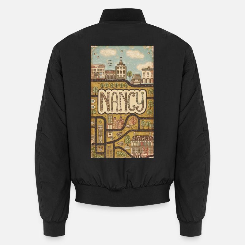 Paysage urbain de Nancy Rétro Carte Typographie Bomber unisexe