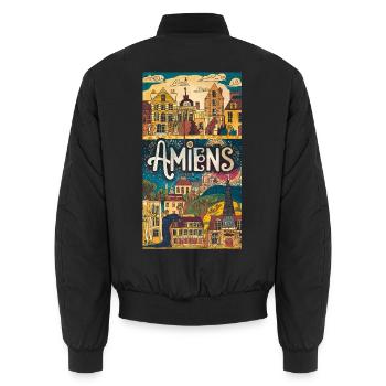 Amiens Paysage urbain Fantaisiste France Ville - Bomber unisexe - noir - Dos - AI Model Male 185 light (185cm)