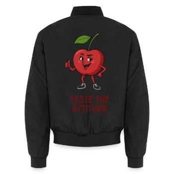 Apfel mit Attitüde Motiv - Unisex Bomberjacke - Schwarz - Hinten - AI Model Male 185 light (185cm)