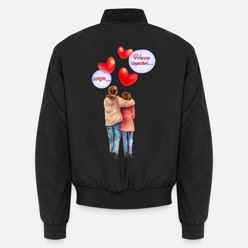 Heureux ensemble – Illustration romantique à l’aquarelle Bomber unisexe