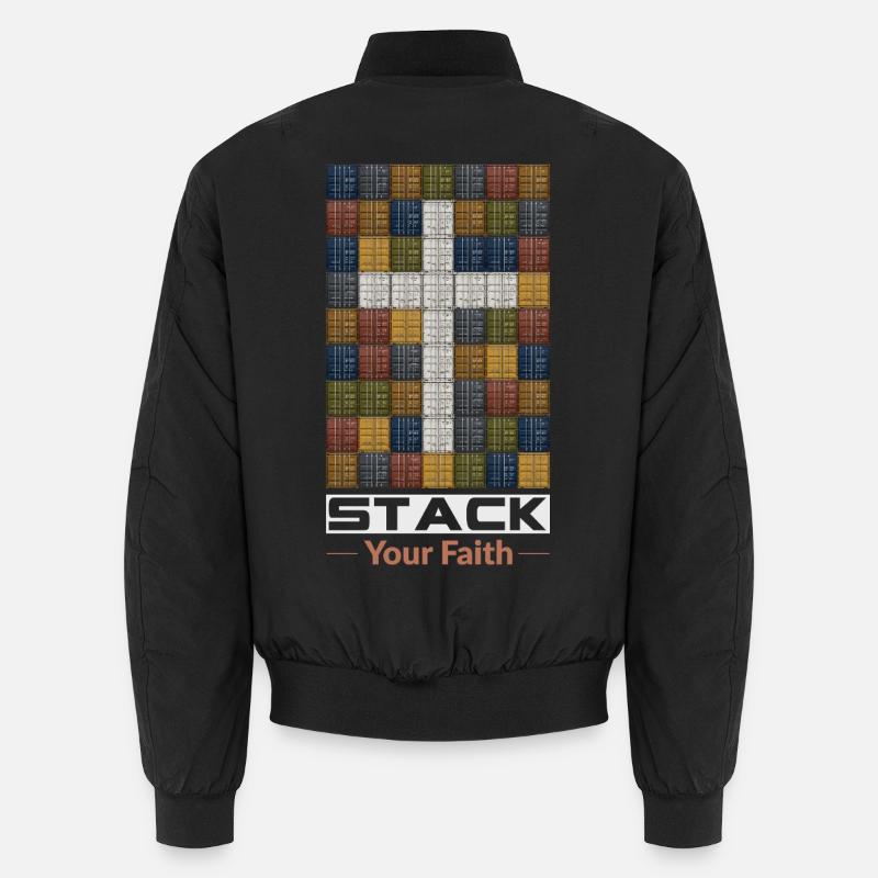 Stack Your Faith  - Unisex Bomber Jacket - black
